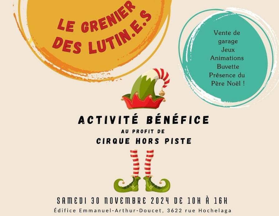 Image publicitaire Grenier des Lutins Activité Bénéfice au Cégep du Vieux Montréal